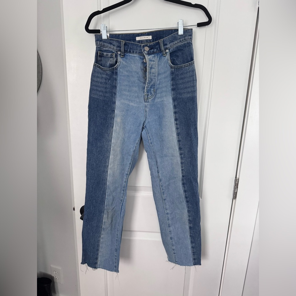 PacSun Blue Straight Leg Jeans Unique Two-Tone Design